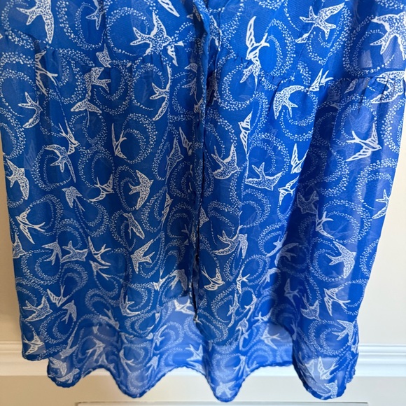 Women’s Candie’s Semi Sheer Blue Beachy Summer Seagull Bird Print Sz S Tank Top - Picture 4 of 7